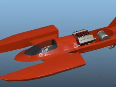 Drag Boat - Terminator - High Poly 3D model