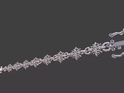 Scrollwork Linked Bracelet With Lock 3D print model