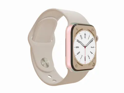 Apple Watch Series 8 Sport Band Starlight Color 3D Model Low-poly 3D model