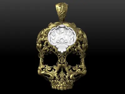 Skull ornamental  pendant jewelry 3D print model