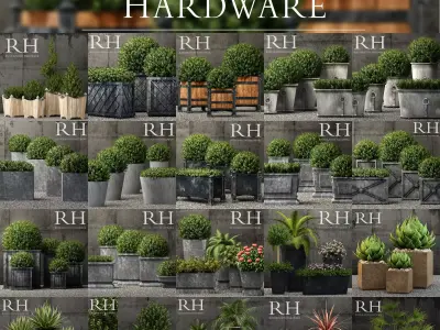 Plants vol 1 restoration hardware planters 3D model