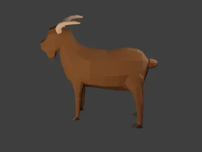 Goat 3D Model Low Poly Game Ready Blender Low-poly 3D model