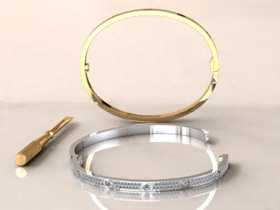 Love Small Bracelet Pave 18 cm 3D print model