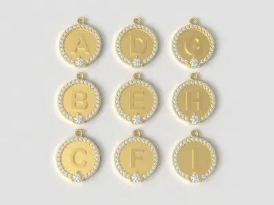 Alphabet Diamond Pendants 3D print model