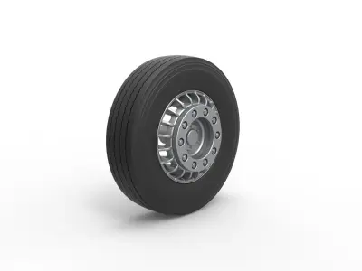 Front wheel of racing semi truck Version 2 Scale 1 to 25 3D print model