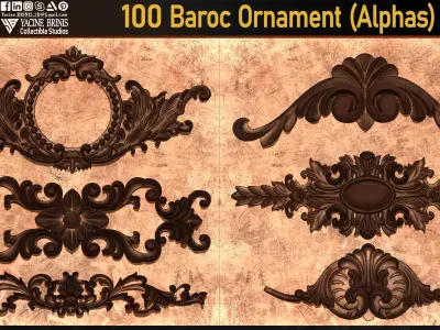 100 Baroc Ornament Alphas Volume 02 Low-poly 3D model