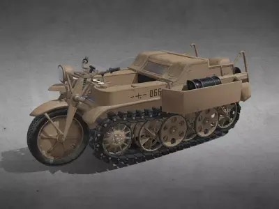 Kattenkrad luftwaffe armoured car Low-poly 3D model