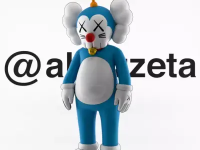 Kaws Doraemon Textured Low-poly 3D model