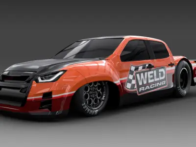 Allnew Dmax 2020 dragster space frame Low-poly 3D model