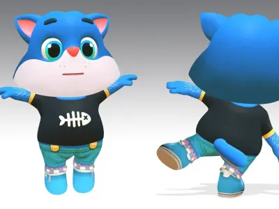 Cat Kitten Animated Rigged Low-poly 3D model