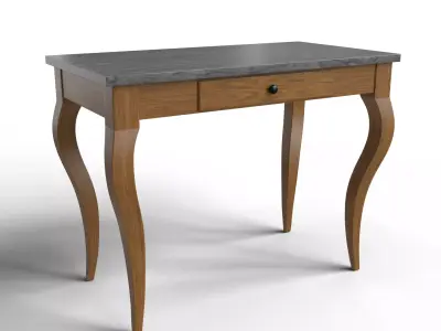 Melony Wooden Desk with Marble Top 3D model