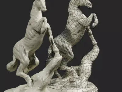 Low Poly Horse Statue Low-poly 3D model