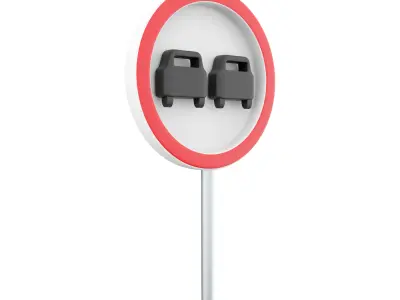 3D  overtaking sign cartoon icon 3D model