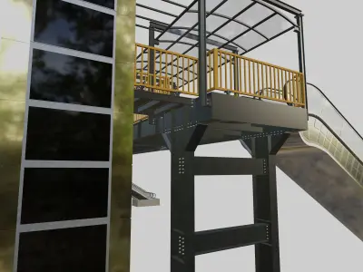 Steel Pedestrian Bridge-Elevator-Escalator-Straight Type-20 3D model