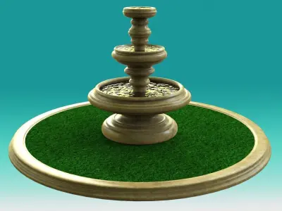 Fountain with grass on top Free 3D model