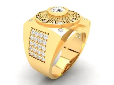 Luxury Signet Diamond Men Ring 3D Model 579 3D print model