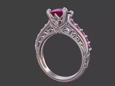 SCROLLWORK RING WITH PAVE 3D print model