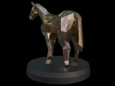 Steampunk Horse Pose Low-poly 3D model