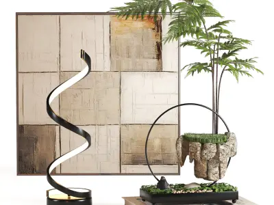 Wabi Sabi Frames and Decorative Set for Office 3D Model Collection