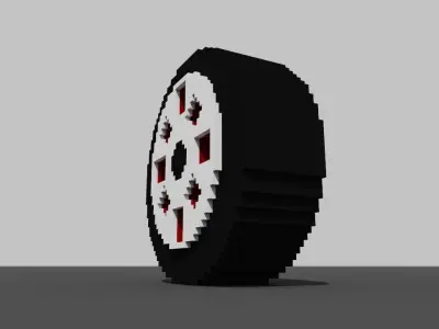 Voxel Wheel Low-poly 3D model