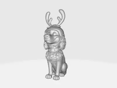 Adorable Reindeer Pup Christmas Dog Antler Puppy Ornament 3D print model