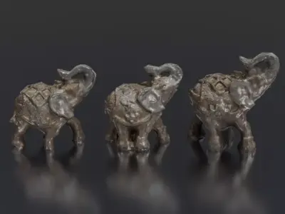 Elephant Statues Low-poly 3D model