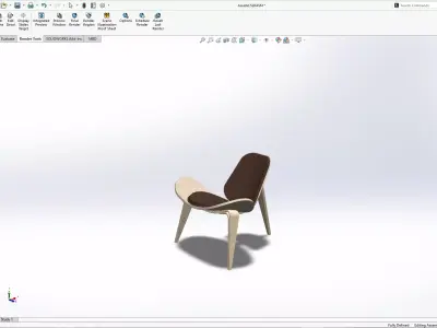 Ergonomic Wooden Chair - SolidWorks Model Low-poly 3D model