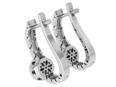 Round Halo Chain Earring 4601 3D print model