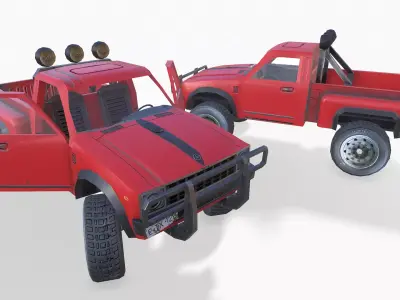 PickUp Red Low-poly 3D model