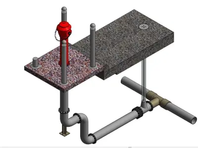 Fire Hydrant System-42 Low-poly 3D model