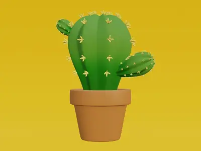 Stylized Potted Cactus - Low Poly Game and Print Asset 3D model