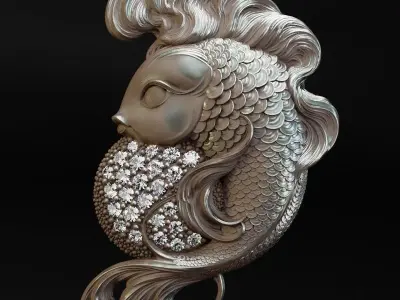 Jewelry Pendant Fish - Modern 3D print model