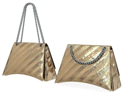 Balenciaga Crush Medium Chain Bag Quilted Gold Low-poly 3D model