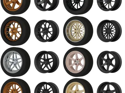 Aftermarket Car Wheels Pack Low-poly 3D model
