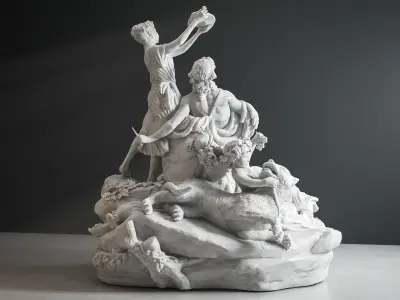 Renaissance Statue Diorama 3D model
