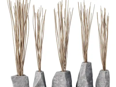 Branch stone rock vase decor n3 3D model