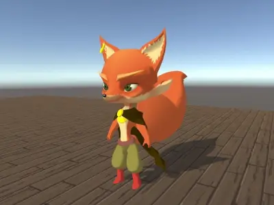 Mia Fox Animated Low-poly 3D model