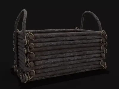 Primitive Stick Made Basket Low-poly 3D model
