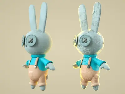 cartoon rabbit clay rabbit Low-poly 3D model