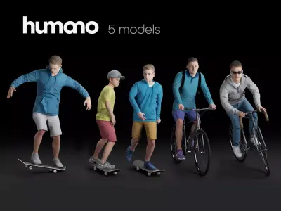 Humano 5-PACK - PEOPLE - SPORT JOGGING BIKING - 5x 3d models 08C