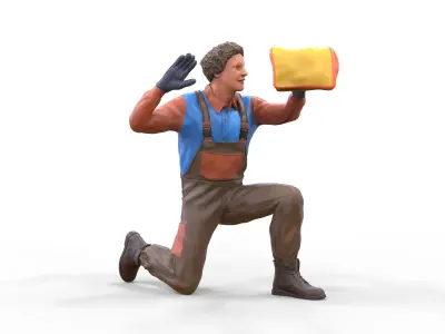 N7 Car Wash Worker with cleaning cloth 3D print model