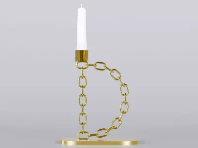 Alphabet D Chain Gold Candleholder 3D Model True 4K PBR Renders  Low-poly 3D model
