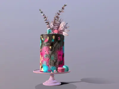 Luxury Turquoise Buttercream Cake Low-poly 3D model