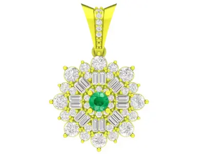 Elegant Floral Cluster Diamond Pendant for Women 4634 3D print model