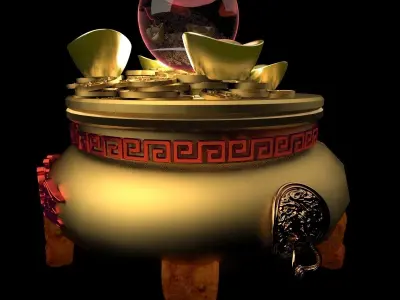 Chinese gold Ingot pot  3D model