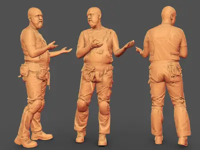 Photorealistic Construction Worker Character 3D model