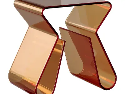 Acrylic Curve Edge Side Table - Minimalist 3D model