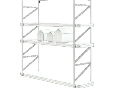 Wall Shelf with House Shape Blocks 3D model