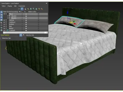 Camille Bed Queen - Fine furniture Low-poly 3D model