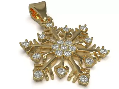 Snowflake pendant with gems 3D print model